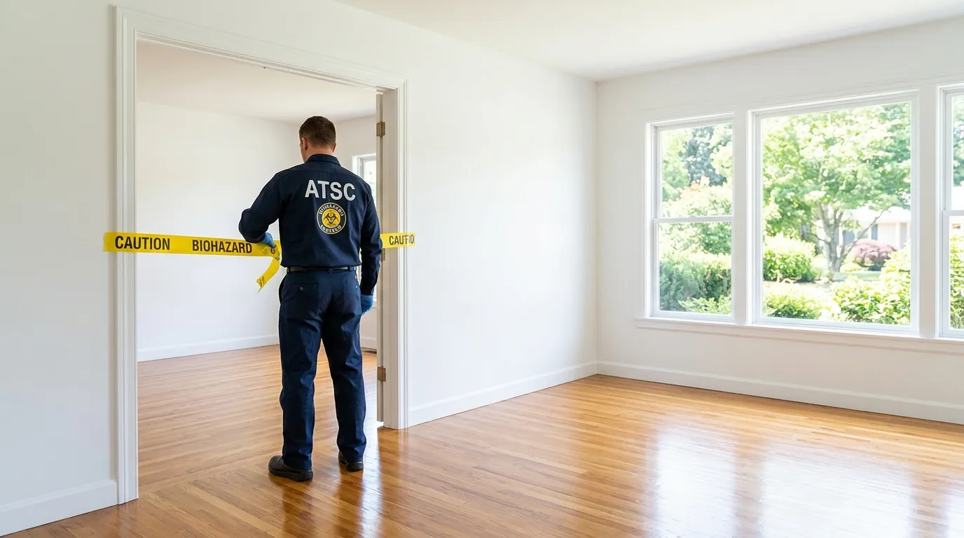 Certified biohazard cleanup crew performing Trauma Scene Cleanup in Willard